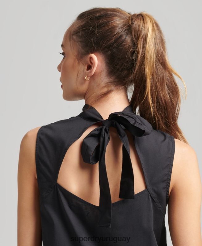 uy Superdry mujer vestido corto tejido negro DT2N8Z2537 ropa