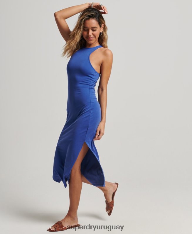 uy Superdry mujer vestido de corredor de jersey azul DT2N8Z2361 ropa