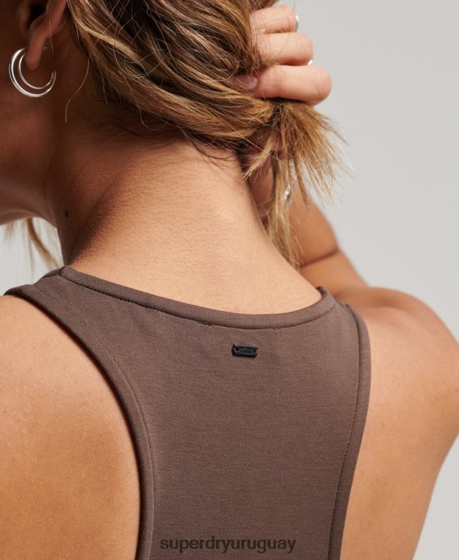 uy Superdry mujer vestido de corredor de jersey marrón DT2N8Z2375 ropa