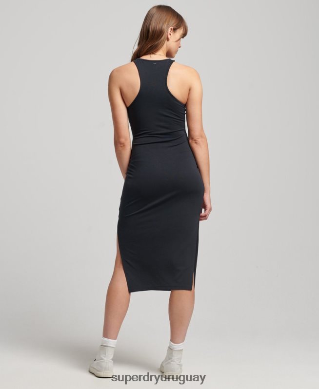 uy Superdry mujer vestido de corredor de jersey negro DT2N8Z2372 ropa
