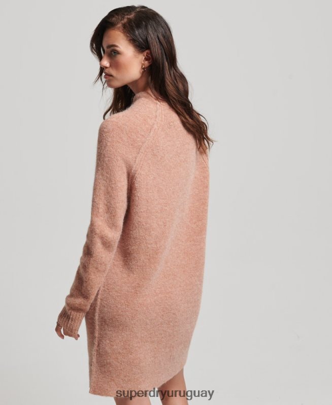 uy Superdry mujer vestido de cuello alto beige DT2N8Z2439 ropa
