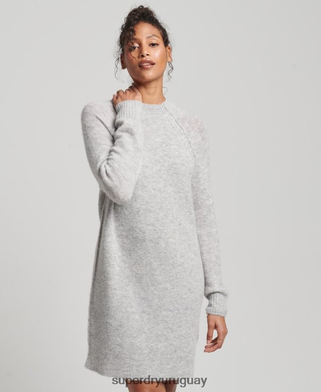 uy Superdry mujer vestido de cuello alto gris claro DT2N8Z2419 ropa