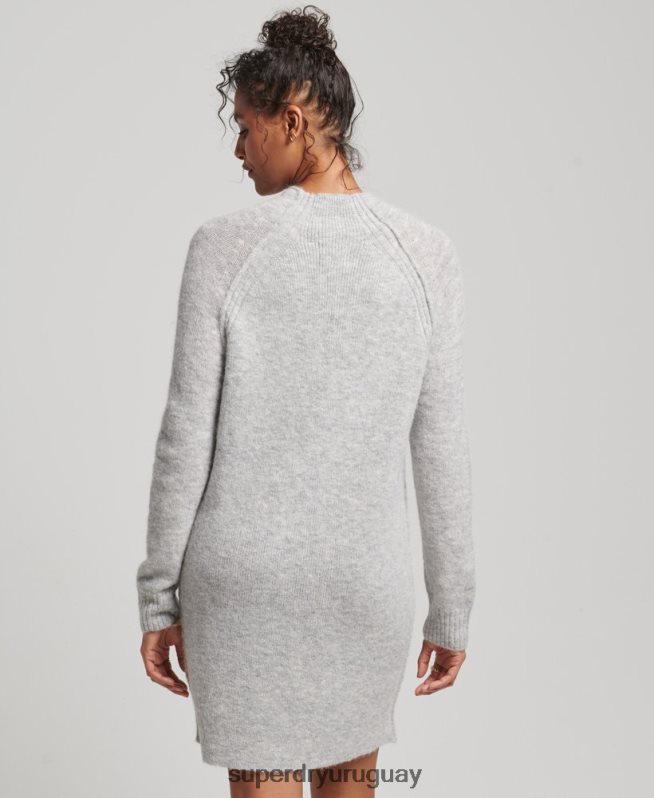 uy Superdry mujer vestido de cuello alto gris claro DT2N8Z2419 ropa