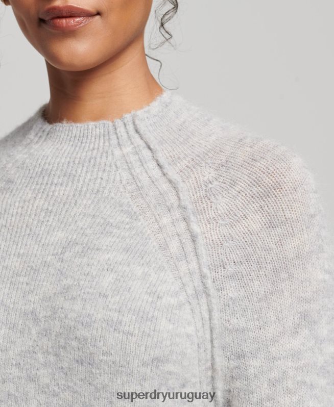 uy Superdry mujer vestido de cuello alto gris claro DT2N8Z2419 ropa