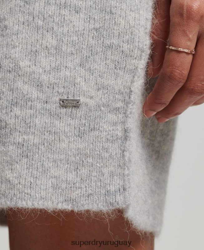 uy Superdry mujer vestido de cuello alto gris claro DT2N8Z2419 ropa