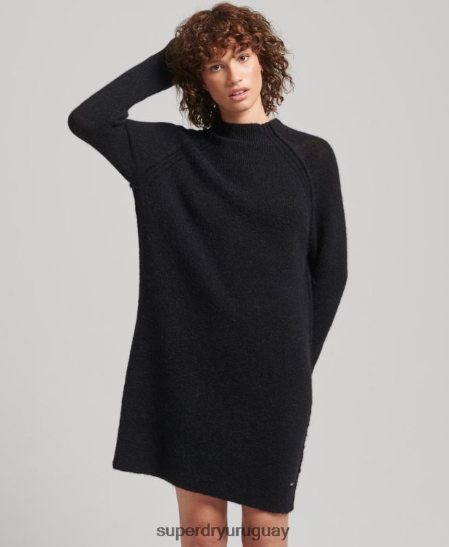 uy Superdry mujer vestido de cuello alto negro DT2N8Z2459 ropa