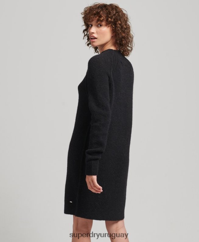 uy Superdry mujer vestido de cuello alto negro DT2N8Z2459 ropa