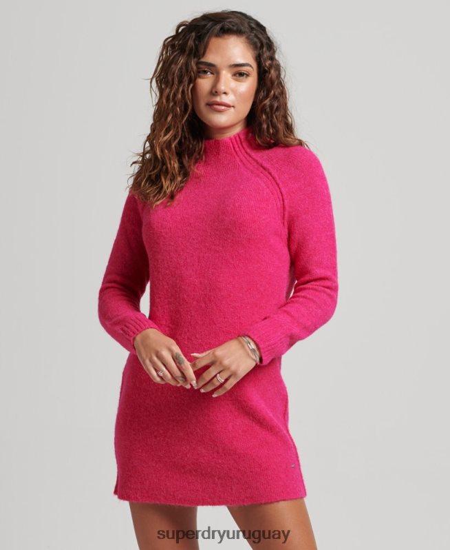 uy Superdry mujer vestido de cuello alto rosa DT2N8Z2440 ropa