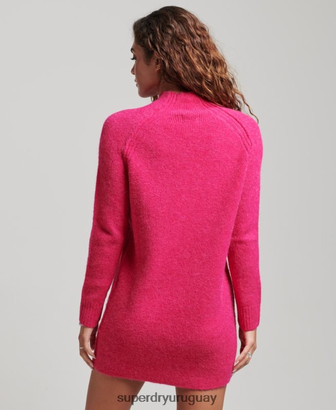 uy Superdry mujer vestido de cuello alto rosa DT2N8Z2440 ropa