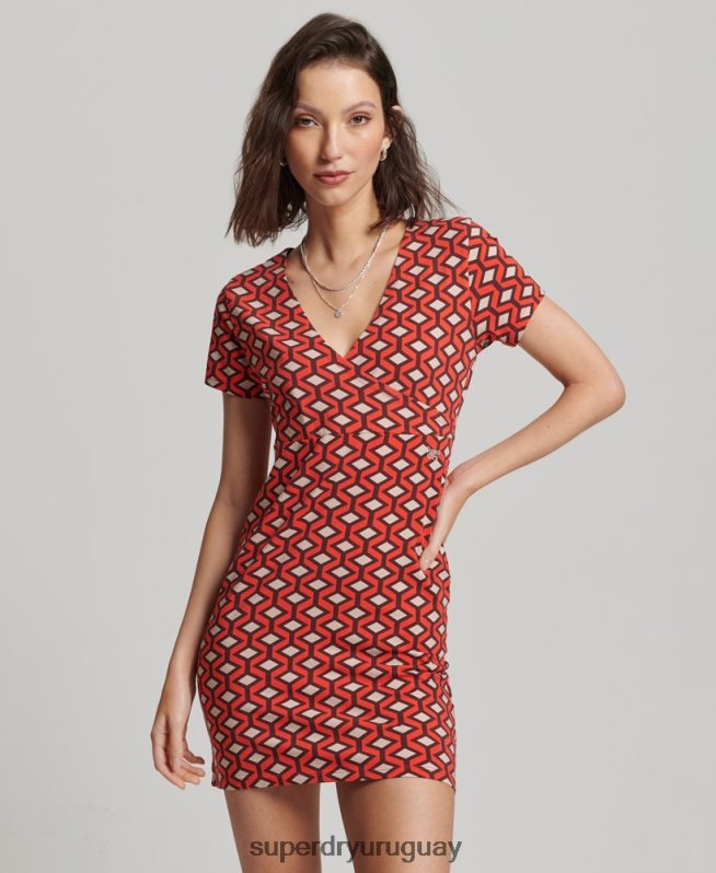 uy Superdry mujer vestido de día mini estampado naranja DT2N8Z2388 ropa