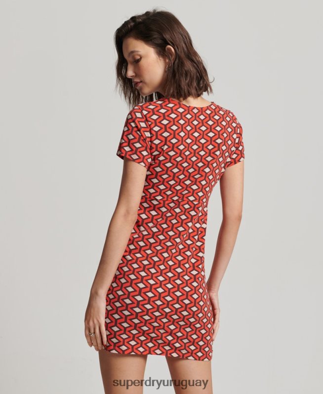 uy Superdry mujer vestido de día mini estampado naranja DT2N8Z2388 ropa