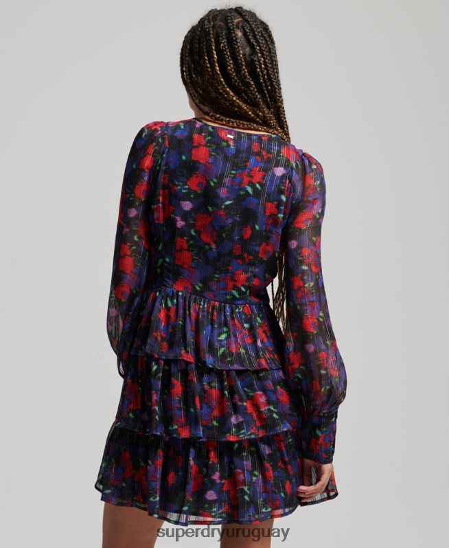uy Superdry mujer vestido de manga larga con volantes Armada DT2N8Z2520 ropa
