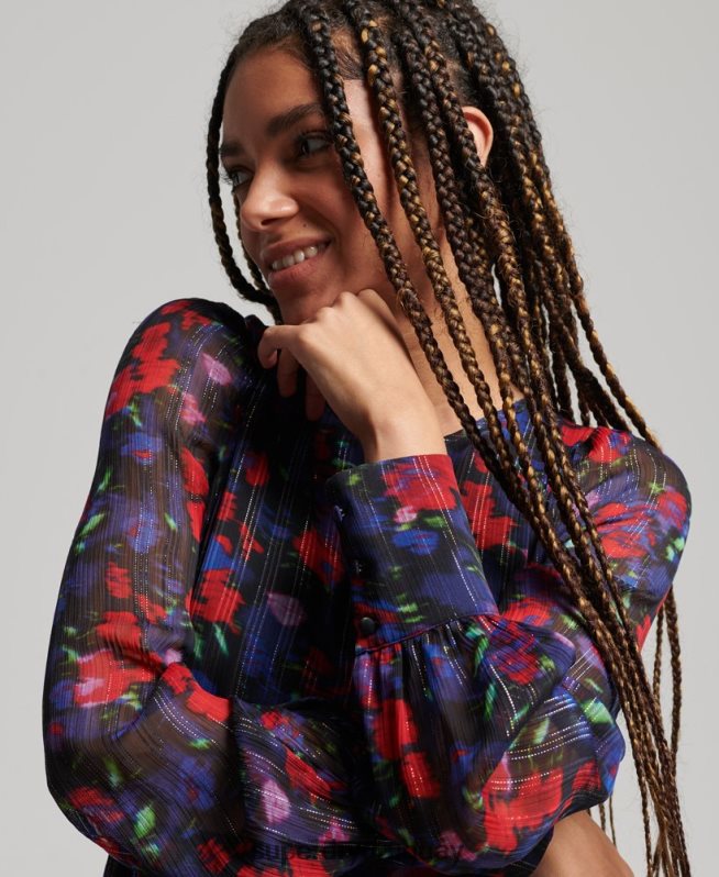 uy Superdry mujer vestido de manga larga con volantes Armada DT2N8Z2520 ropa
