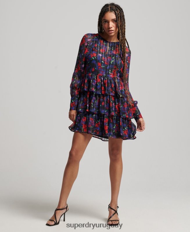 uy Superdry mujer vestido de manga larga con volantes Armada DT2N8Z2520 ropa