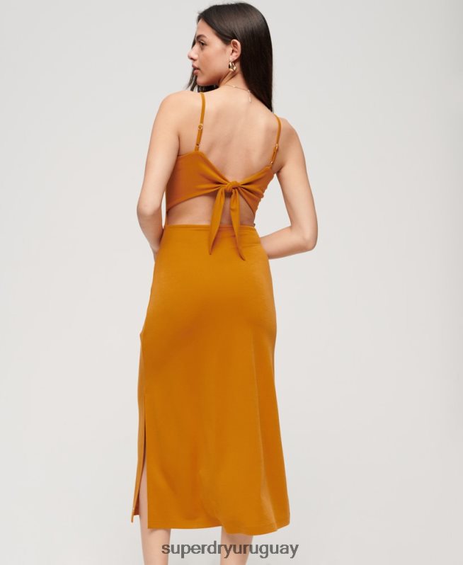 uy Superdry mujer vestido de punto con espalda abierta amarillo DT2N8Z2044 ropa
