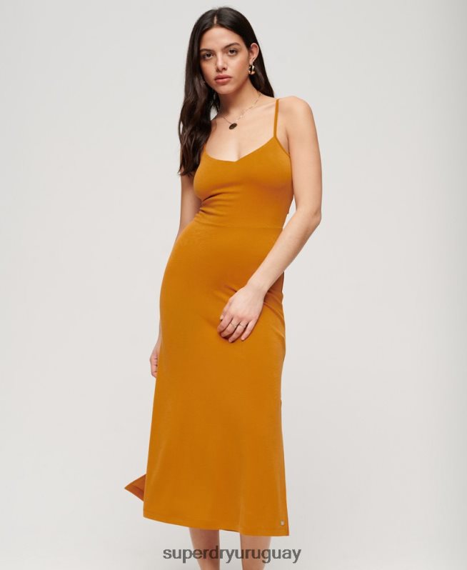 uy Superdry mujer vestido de punto con espalda abierta amarillo DT2N8Z2044 ropa