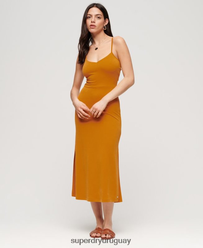 uy Superdry mujer vestido de punto con espalda abierta amarillo DT2N8Z2044 ropa