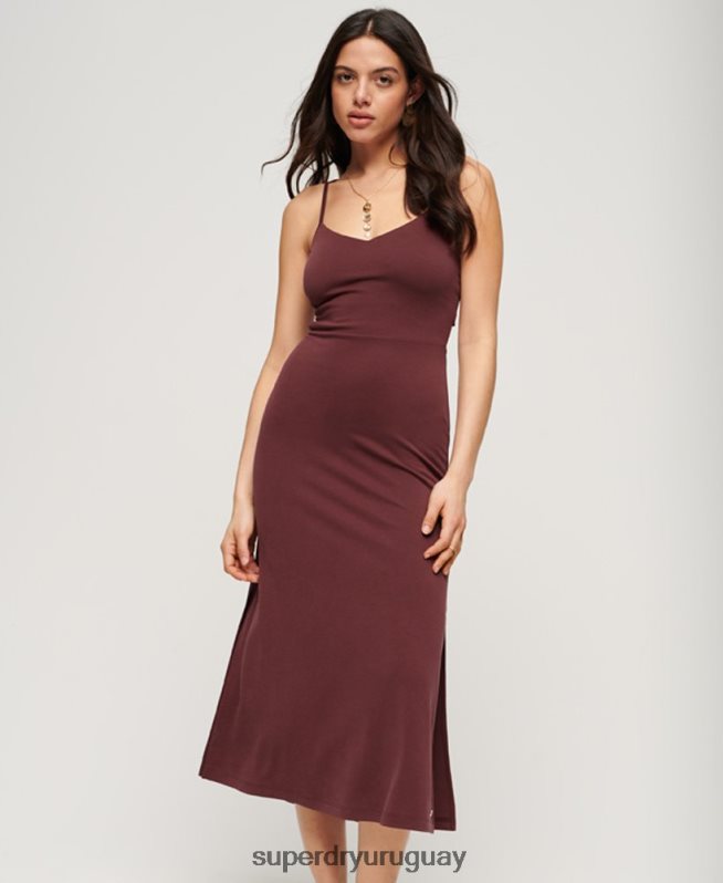 uy Superdry mujer vestido de punto con espalda abierta marrón DT2N8Z2117 ropa