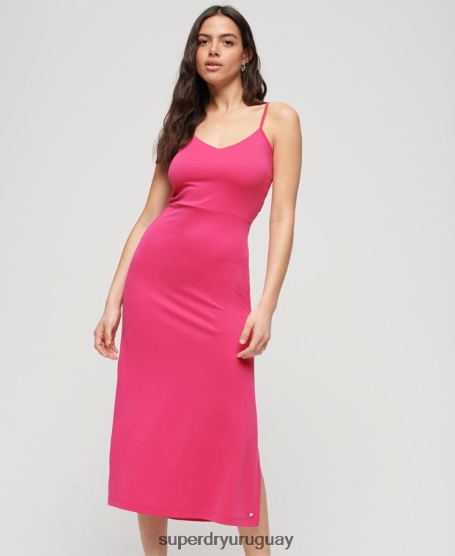 uy Superdry mujer vestido de punto con espalda abierta rosa DT2N8Z2401 ropa