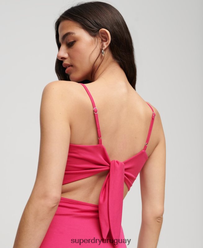 uy Superdry mujer vestido de punto con espalda abierta rosa DT2N8Z2401 ropa
