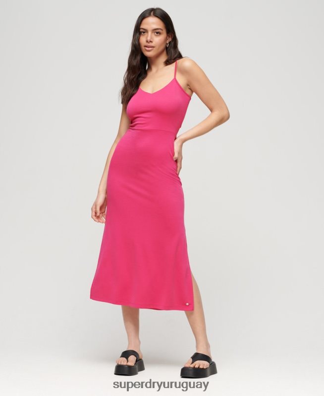 uy Superdry mujer vestido de punto con espalda abierta rosa DT2N8Z2401 ropa