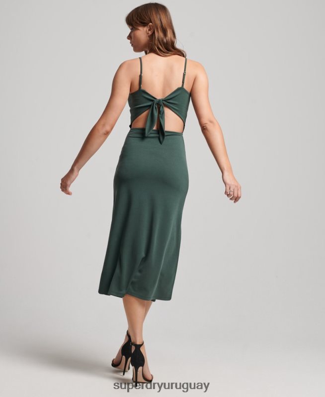 uy Superdry mujer vestido de punto con espalda abierta verde DT2N8Z2355 ropa