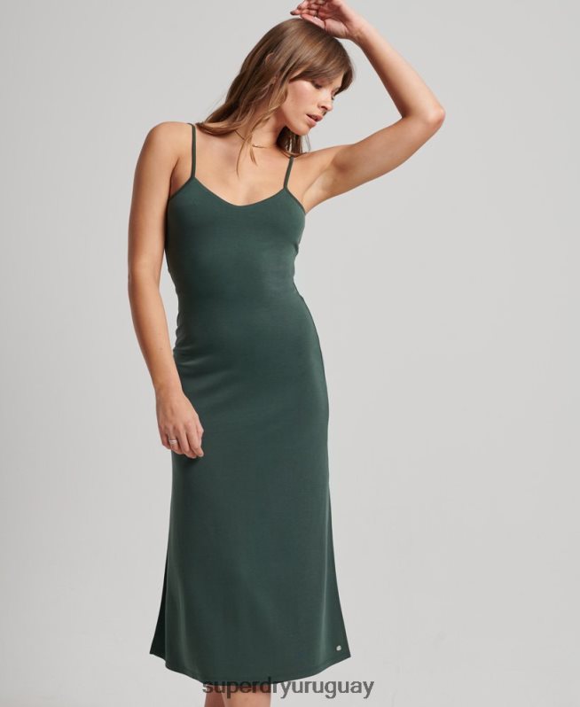 uy Superdry mujer vestido de punto con espalda abierta verde DT2N8Z2355 ropa