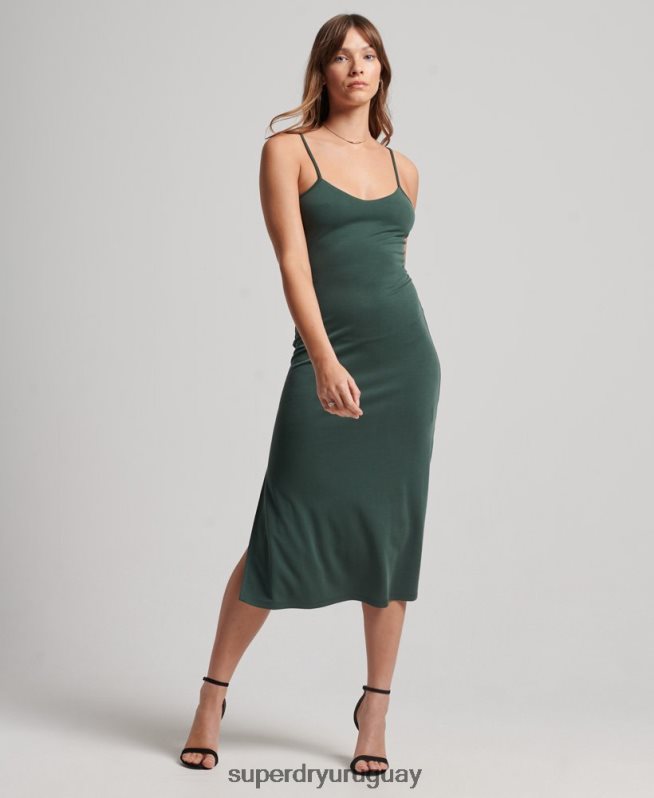 uy Superdry mujer vestido de punto con espalda abierta verde DT2N8Z2355 ropa