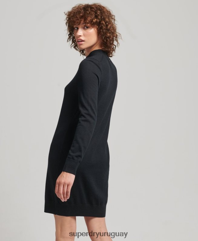 uy Superdry mujer vestido de punto merino negro DT2N8Z2508 ropa
