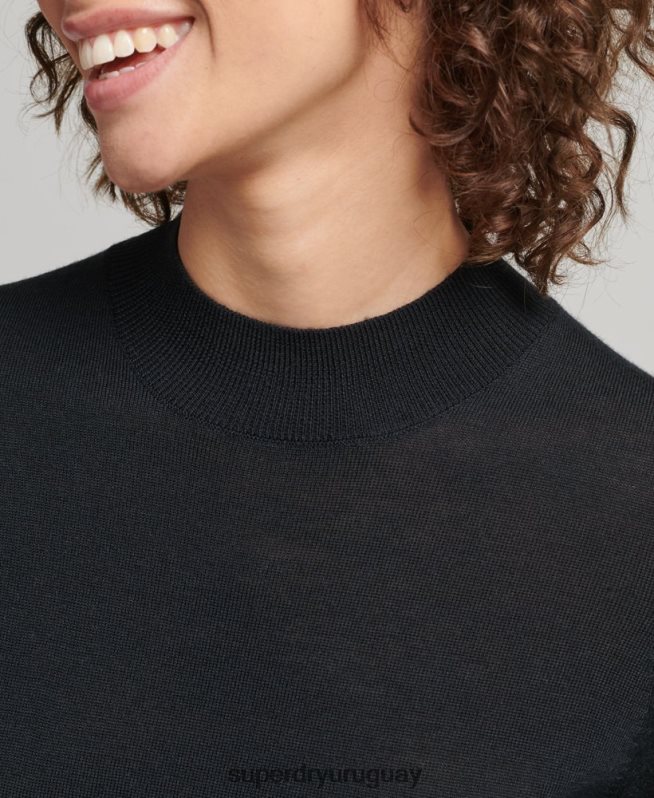uy Superdry mujer vestido de punto merino negro DT2N8Z2508 ropa