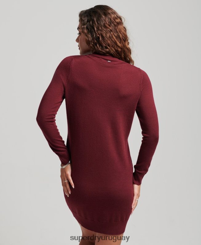 uy Superdry mujer vestido de punto merino rojo DT2N8Z2483 ropa