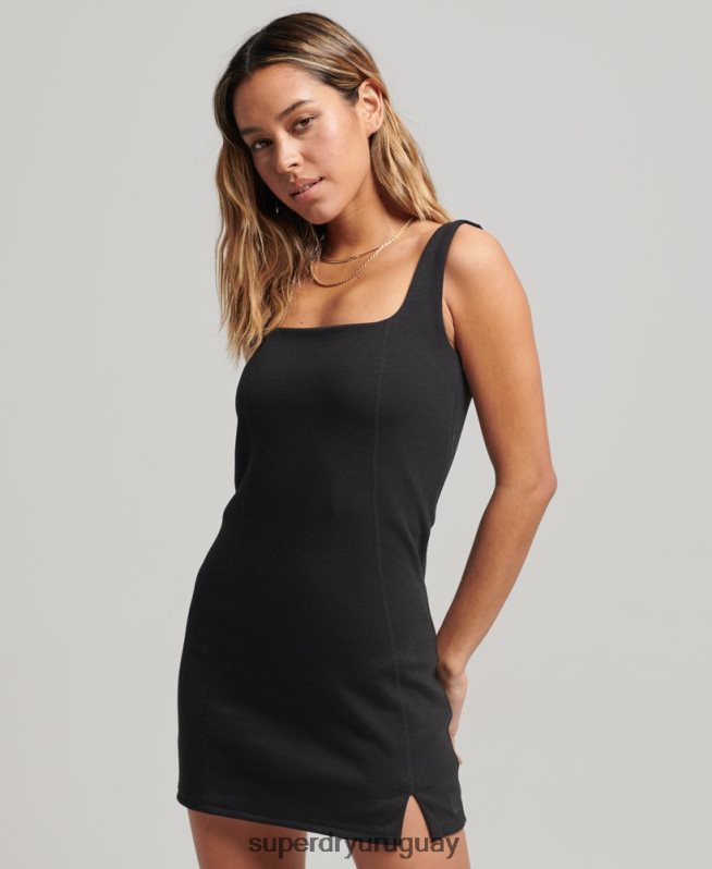 uy Superdry mujer vestido de tecnología negro DT2N8Z2501 ropa