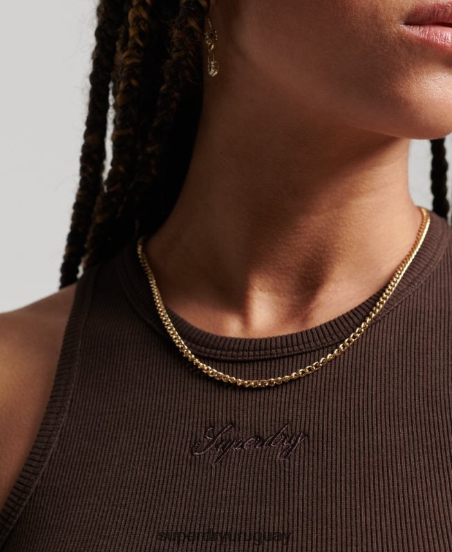 uy Superdry mujer vestido de tirantes básico con logo de código marrón DT2N8Z2441 ropa