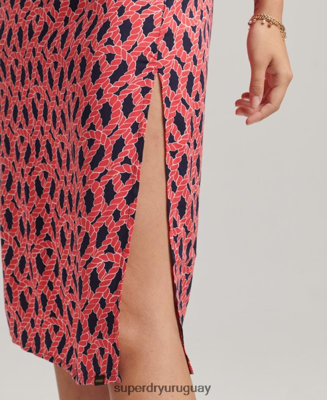 uy Superdry mujer vestido de tiras de tirantes vintage rojo DT2N8Z2396 ropa