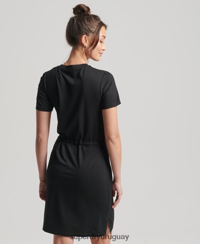uy Superdry mujer vestido estilo camiseta con cordones negro DT2N8Z2511 ropa