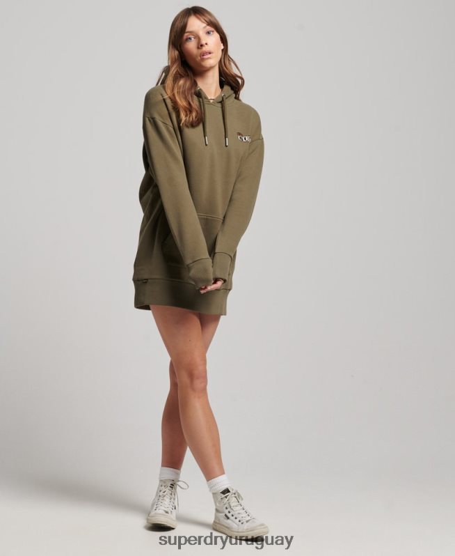 uy Superdry mujer vestido estilo sudadera con capucha y tatuaje verde DT2N8Z2517 ropa