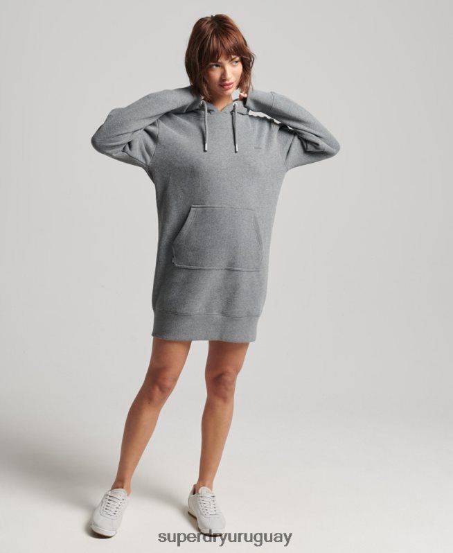 uy Superdry mujer vestido estilo sudadera con logo bordado gris DT2N8Z2494 ropa