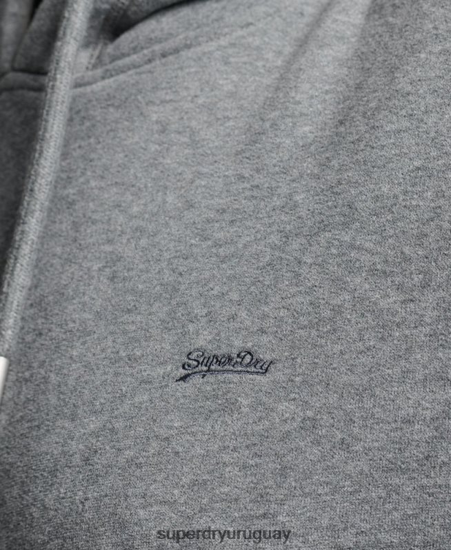 uy Superdry mujer vestido estilo sudadera con logo bordado gris DT2N8Z2494 ropa