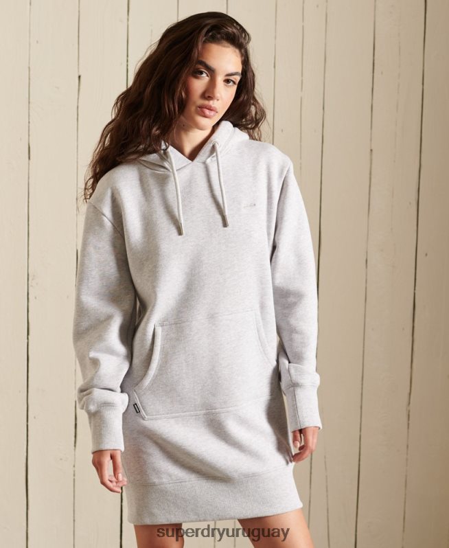 uy Superdry mujer vestido estilo sudadera con logo bordado gris claro DT2N8Z2487 ropa