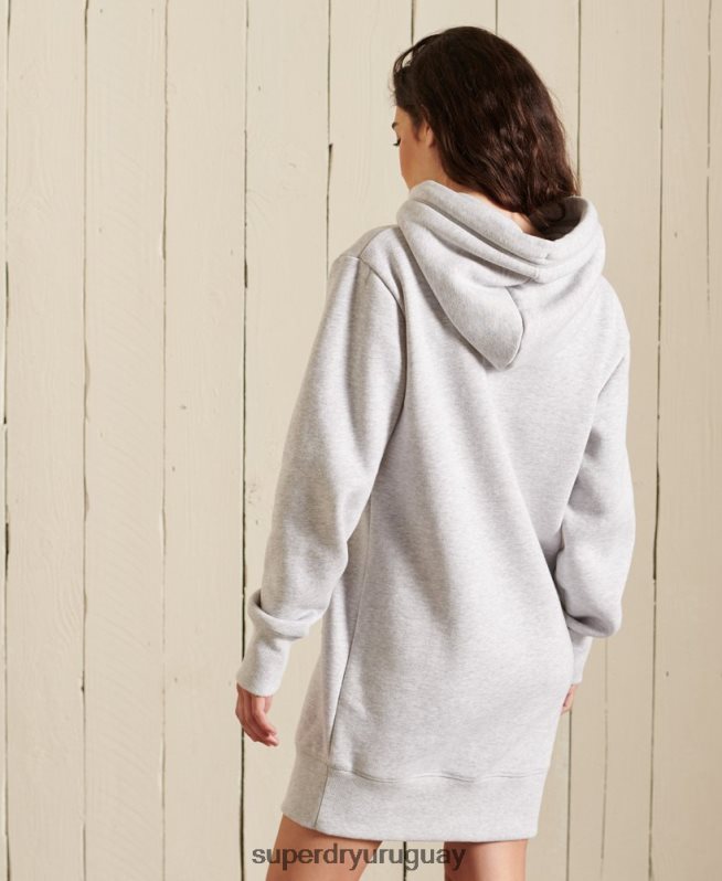 uy Superdry mujer vestido estilo sudadera con logo bordado gris claro DT2N8Z2487 ropa