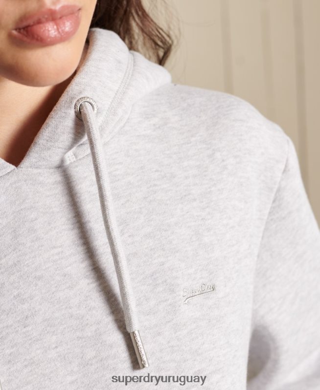 uy Superdry mujer vestido estilo sudadera con logo bordado gris claro DT2N8Z2487 ropa