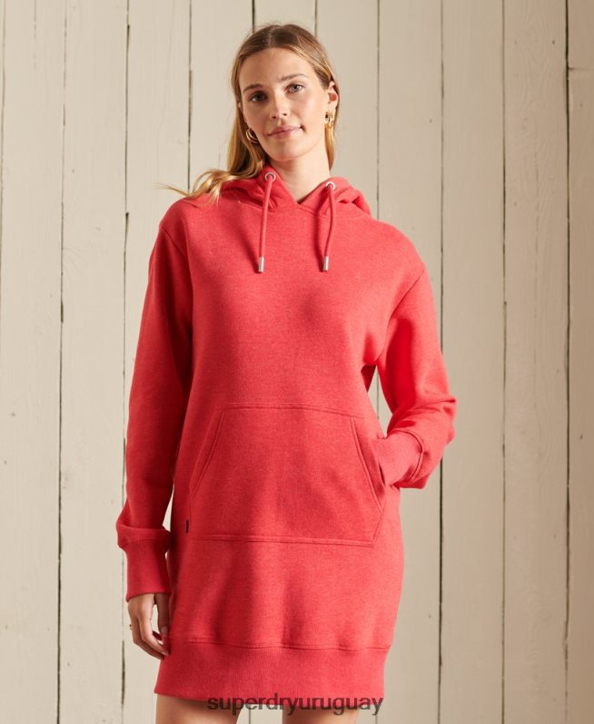 uy Superdry mujer vestido estilo sudadera con logo bordado rojo DT2N8Z2540 ropa