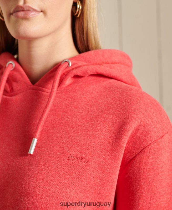 uy Superdry mujer vestido estilo sudadera con logo bordado rojo DT2N8Z2540 ropa
