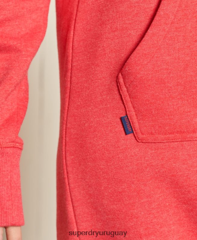 uy Superdry mujer vestido estilo sudadera con logo bordado rojo DT2N8Z2540 ropa
