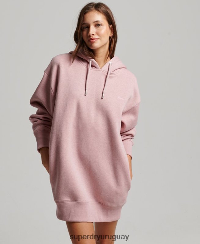 uy Superdry mujer vestido estilo sudadera con logo bordado rosa DT2N8Z2433 ropa