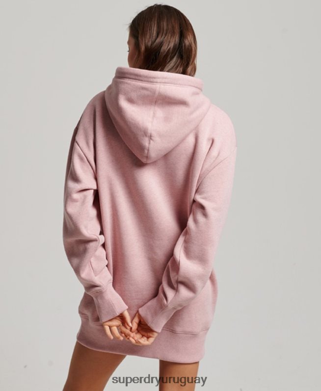 uy Superdry mujer vestido estilo sudadera con logo bordado rosa DT2N8Z2433 ropa
