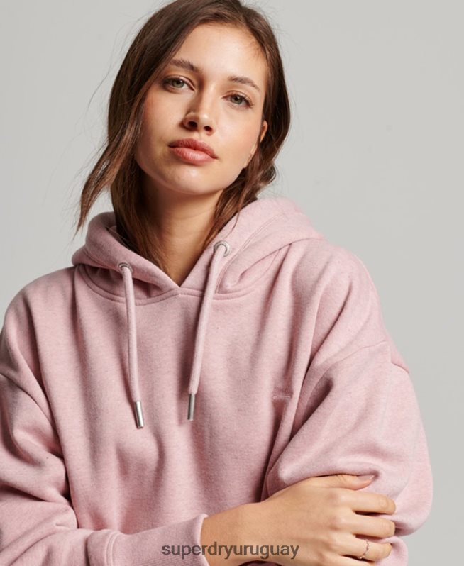 uy Superdry mujer vestido estilo sudadera con logo bordado rosa DT2N8Z2433 ropa