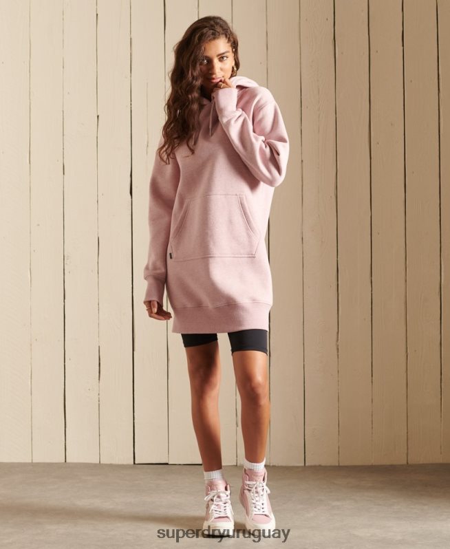uy Superdry mujer vestido estilo sudadera con logo bordado rosa DT2N8Z2541 ropa
