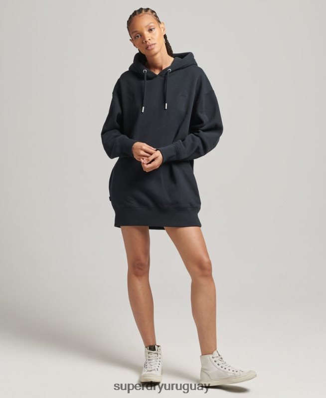 uy Superdry mujer vestido estilo sudadera de algodón orgánico con logo bordado Armada DT2N8Z6528 ropa