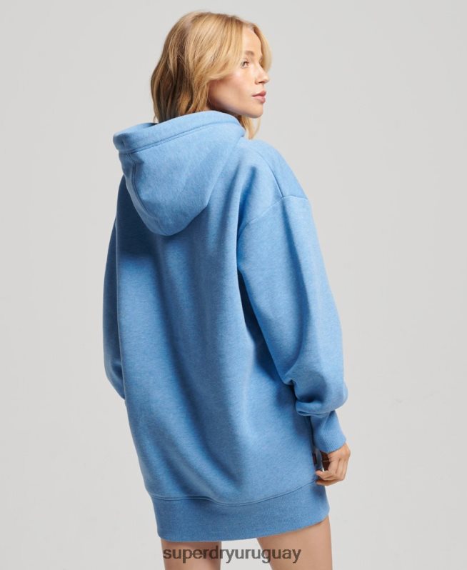 uy Superdry mujer vestido estilo sudadera de algodón orgánico con logo bordado azul DT2N8Z2464 ropa